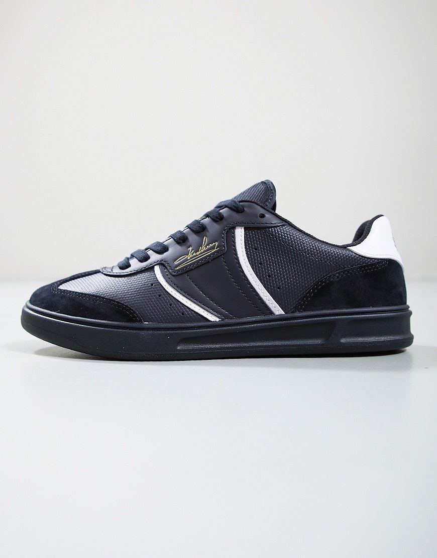 Fred Perry B4 Embossed Leather/Suede Trainers Navy