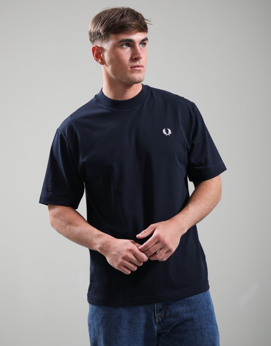 Fred Perry Back Print Text T-Shirt Navy
