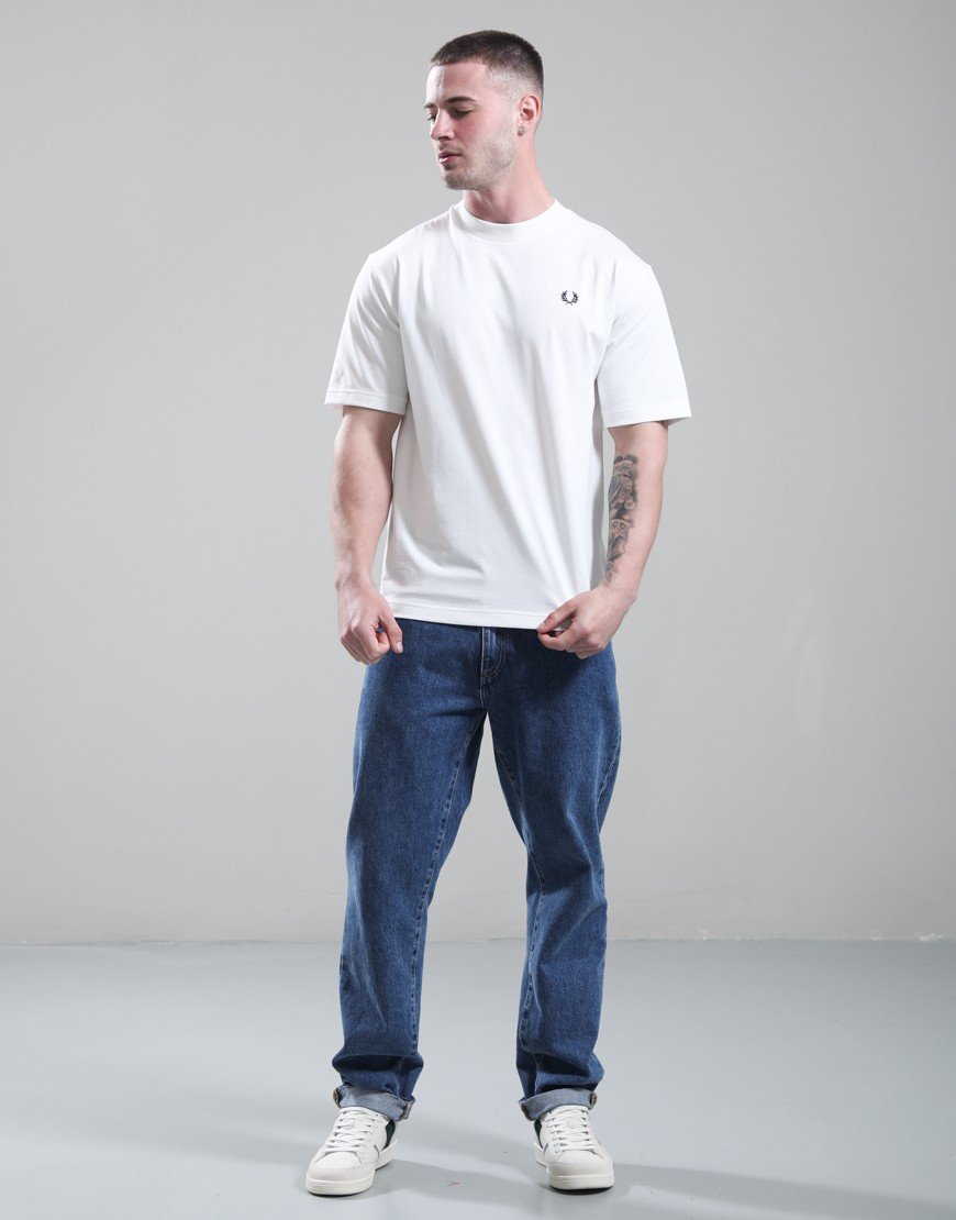 Fred Perry Back Print Text T-Shirt Snow White