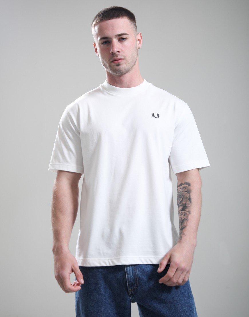 Fred Perry Back Print Text T-Shirt Snow White