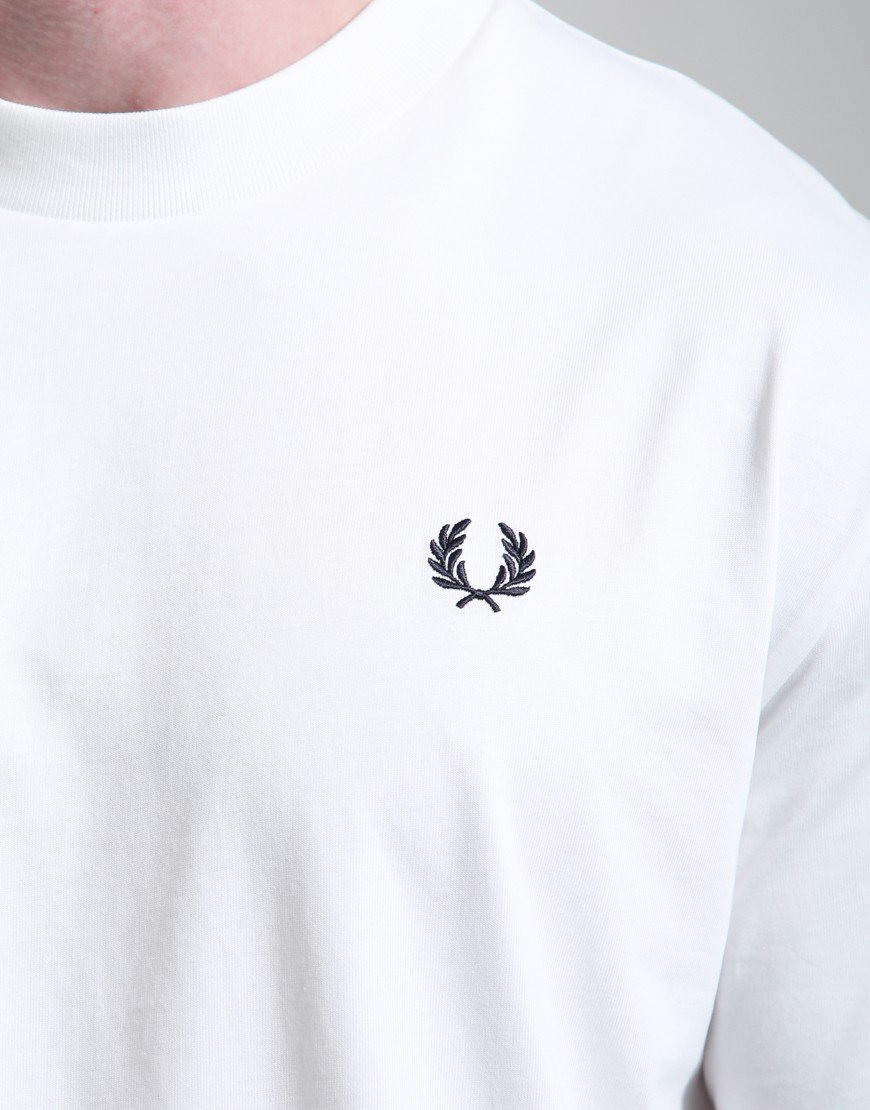 Fred Perry Back Print Text T-Shirt Snow White