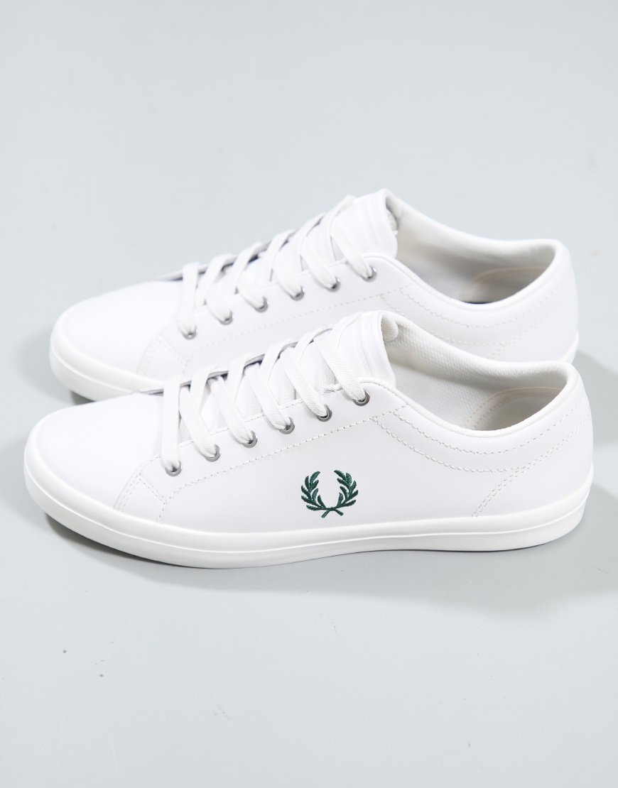Fred Perry Baseline Leather Tennis Shoe Snow White/Sport Green