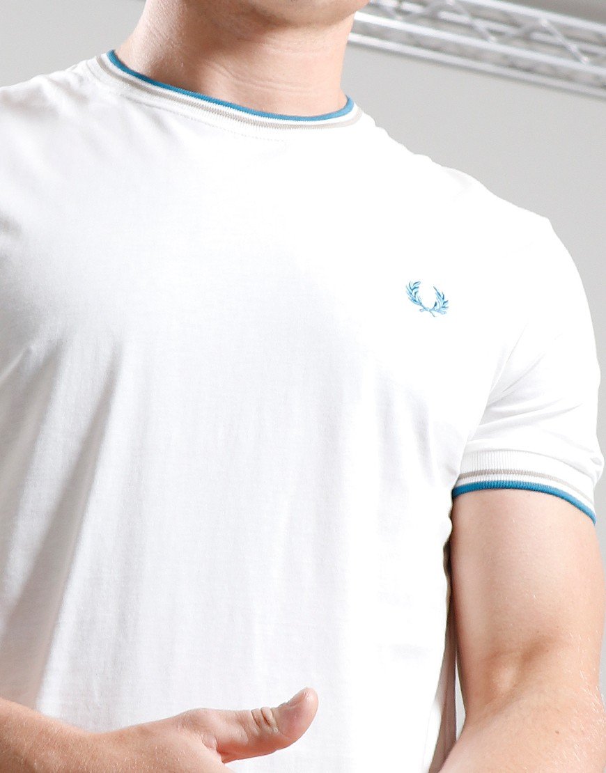 Fred Perry Twin Tipped T-Shirt Snow/Green/Ocean