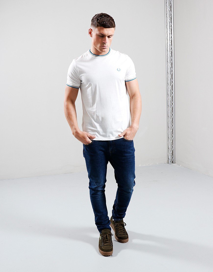 Fred Perry Twin Tipped T-Shirt Snow/Green/Ocean