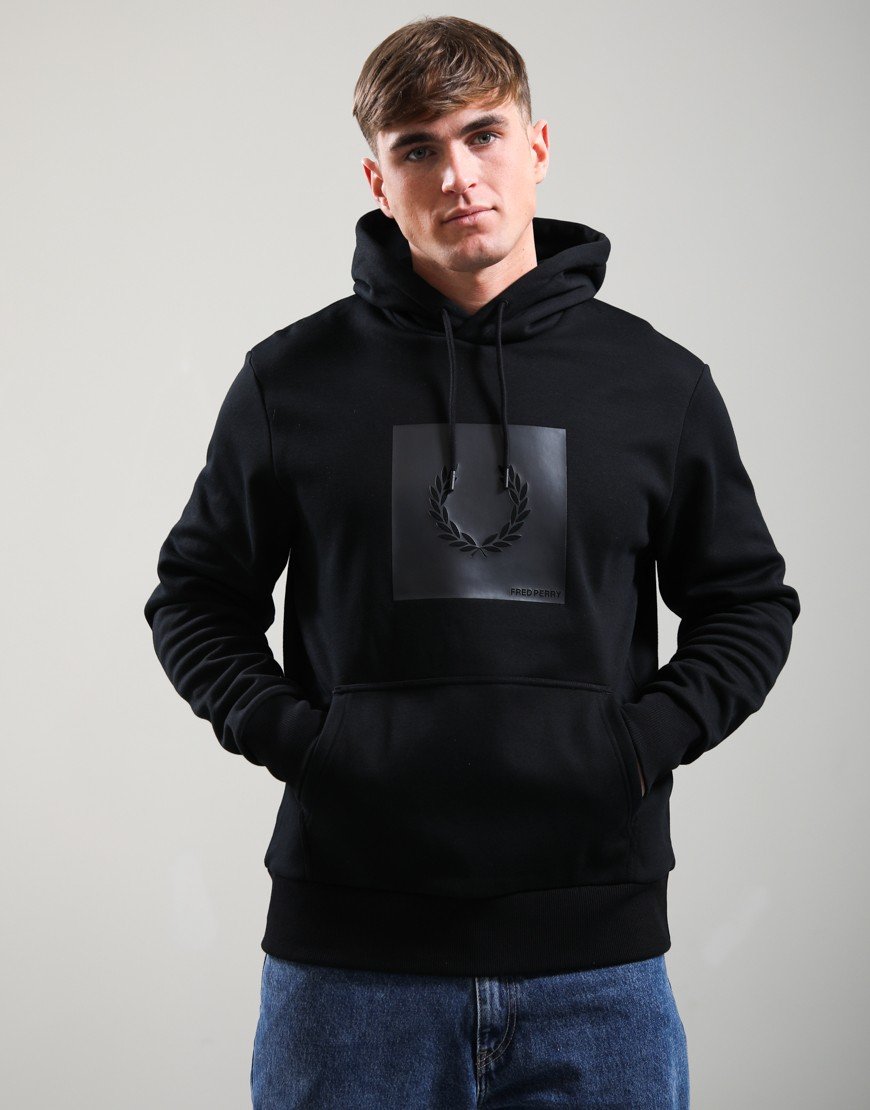Fred Perry Box Graphic Hoodie Black/Anchor Grey
