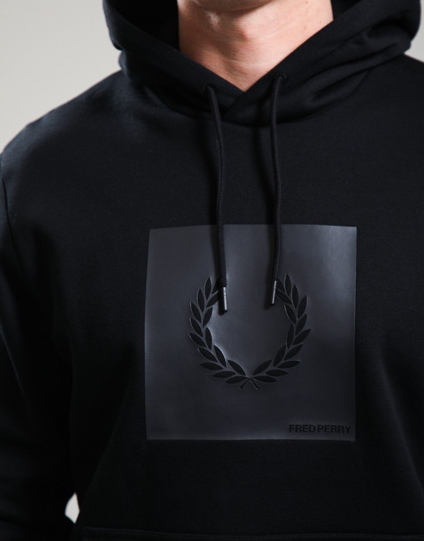 Fred Perry Box Graphic Hoodie Black/Anchor Grey