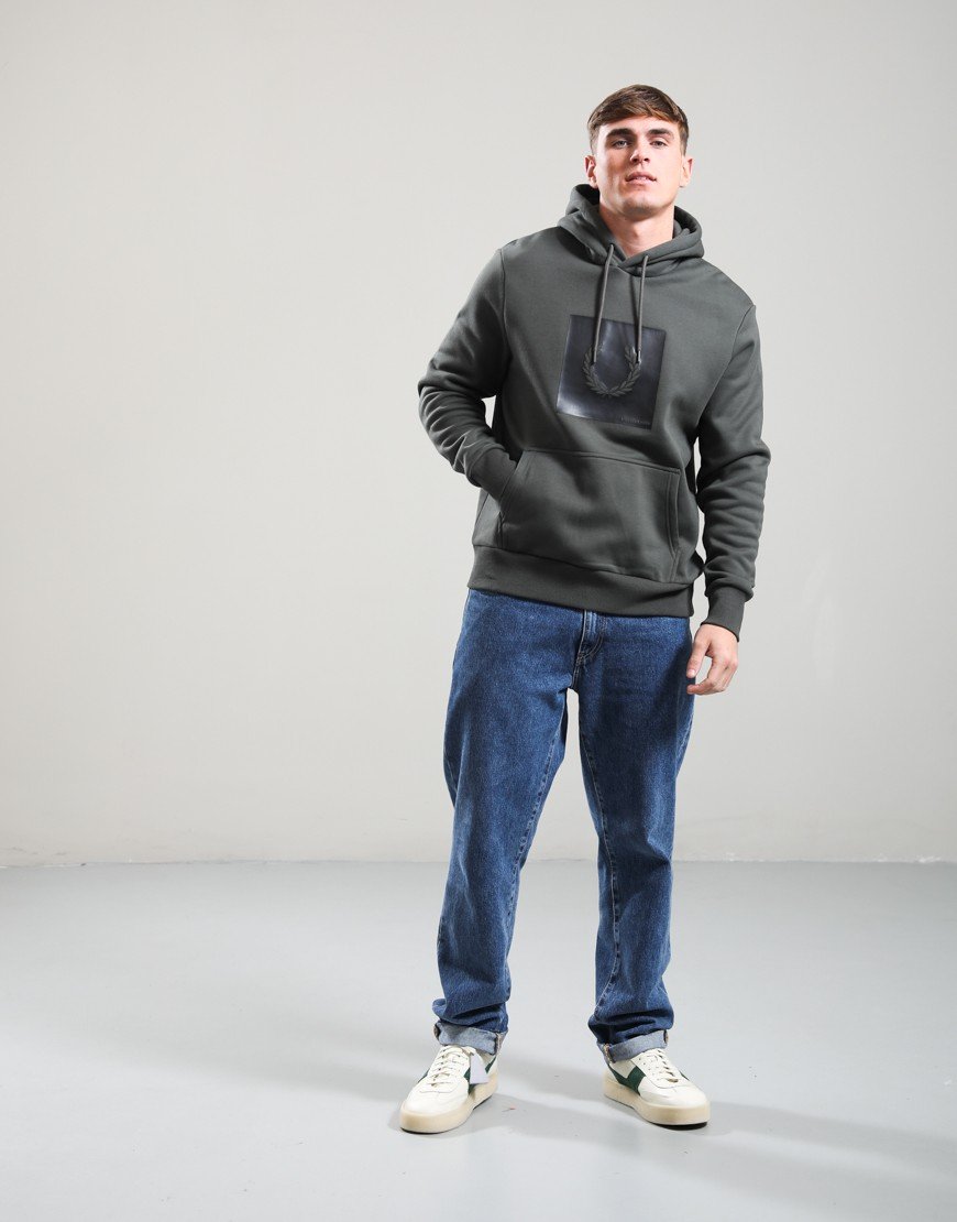 Fred Perry Box Graphic Hoodie Field Green/Black