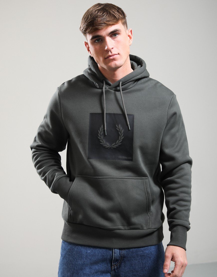 Fred Perry Box Graphic Hoodie Field Green/Black