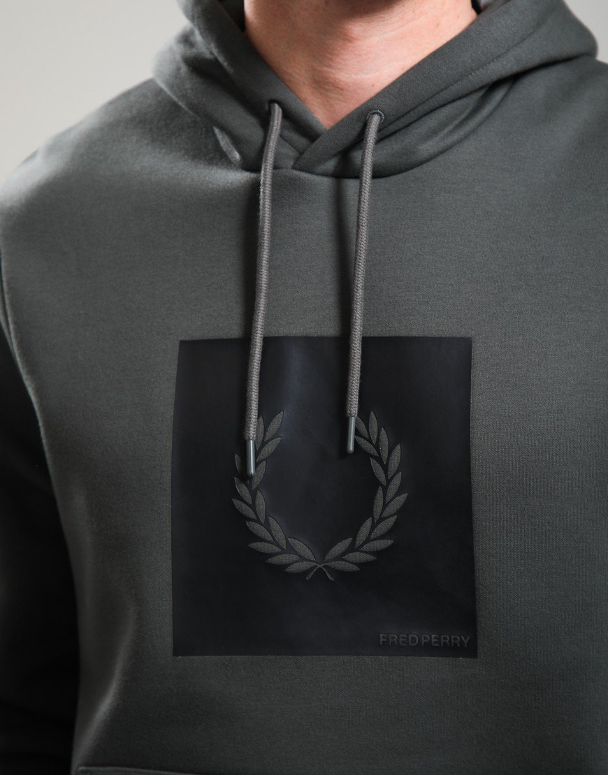 Fred Perry Box Graphic Hoodie Field Green/Black
