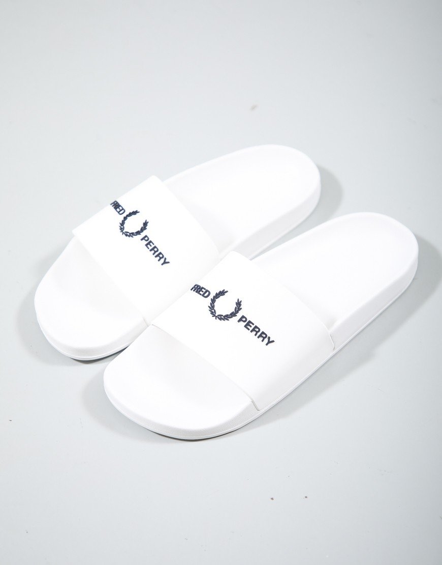 Fred Perry Branded Sliders White