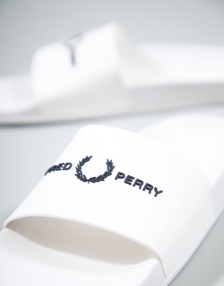 Fred Perry Branded Sliders White
