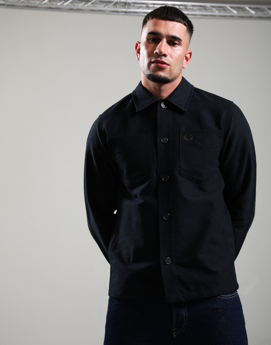 Fred Perry Brushed Twill Overshirt Black