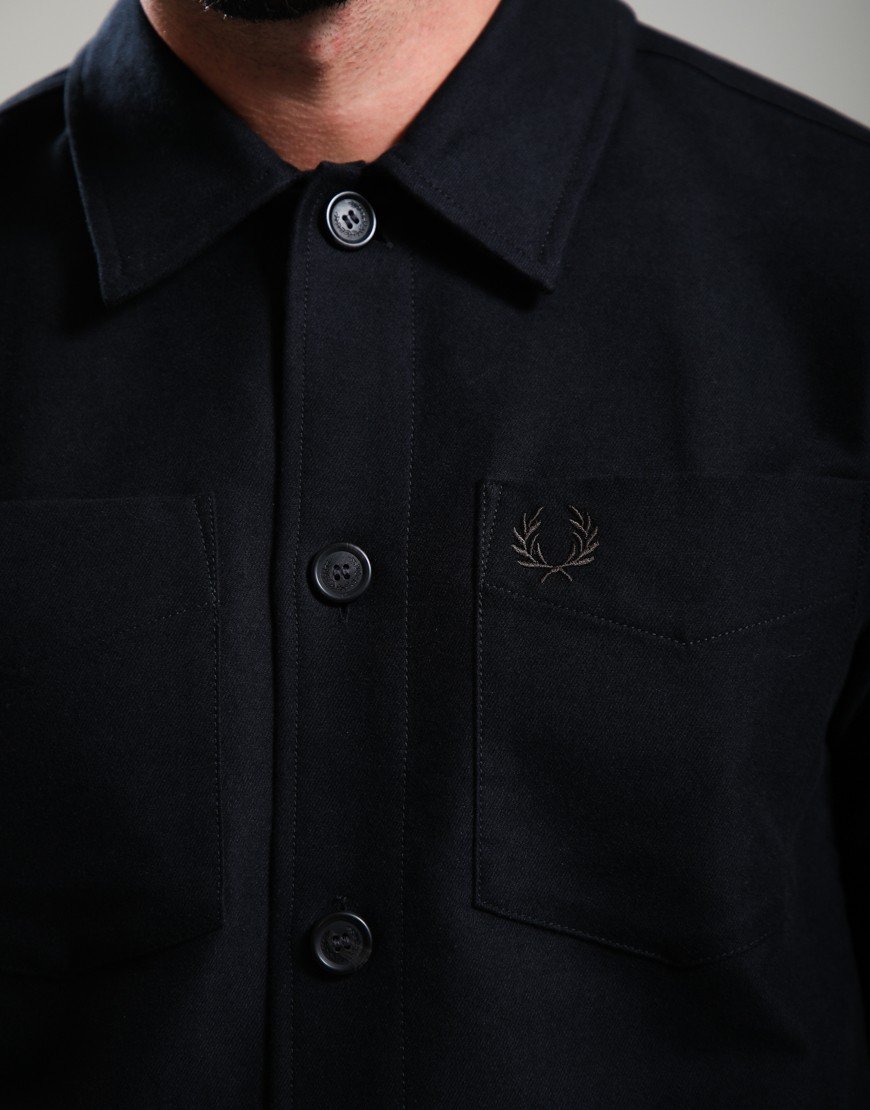 Fred Perry Brushed Twill Overshirt Black