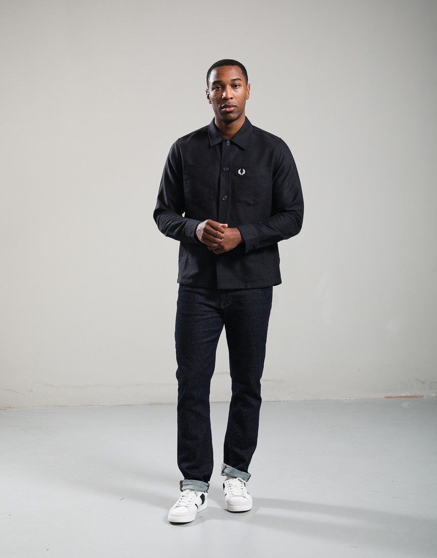 Fred Perry Brushed Twill Overshirt Charcoal Marl