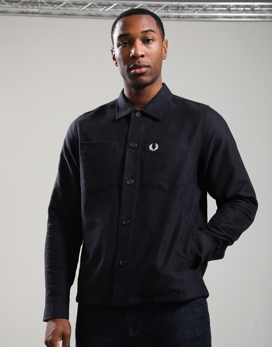 Fred Perry Brushed Twill Overshirt Charcoal Marl