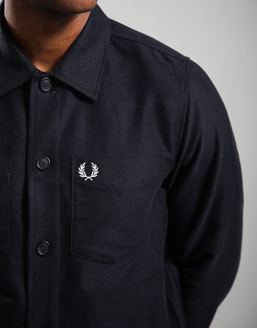 Fred Perry Brushed Twill Overshirt Charcoal Marl