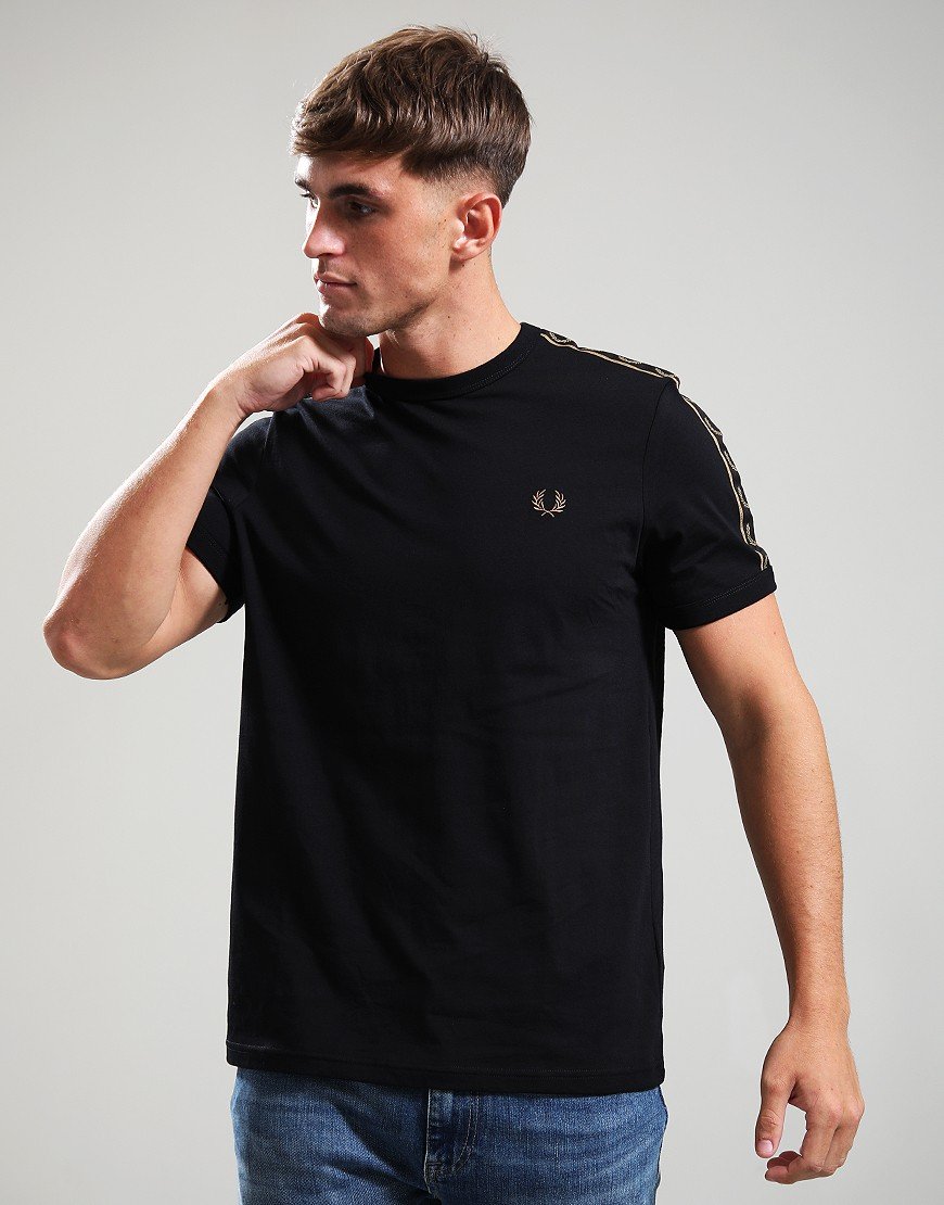 Fred Perry Contrast Tape Ringer T-Shirt Black/Shaded Stone