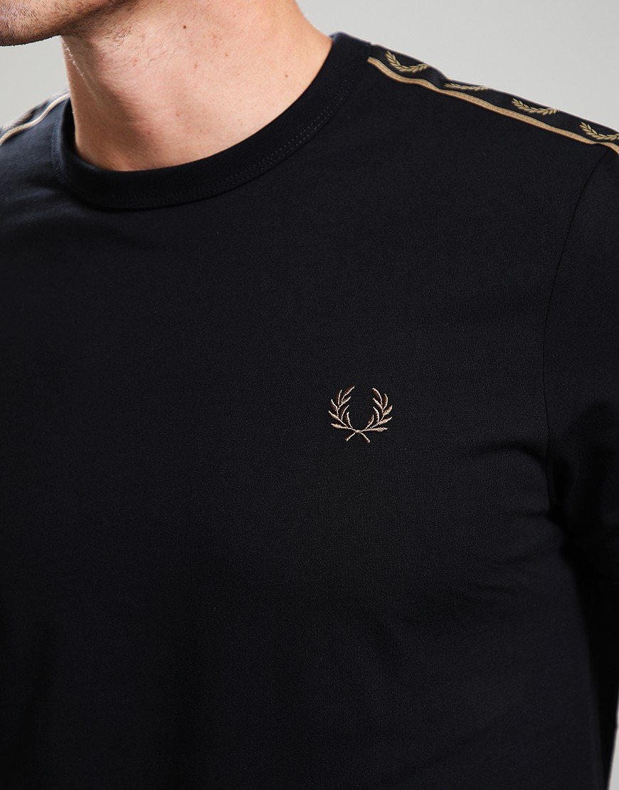 Fred Perry Contrast Tape Ringer T-Shirt Black/Shaded Stone