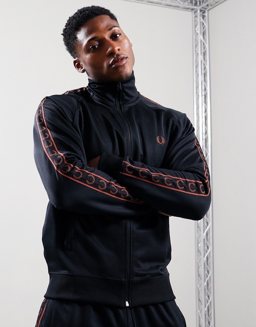 Fred Perry Contrast Tape Track Top Black/Whisky Brown