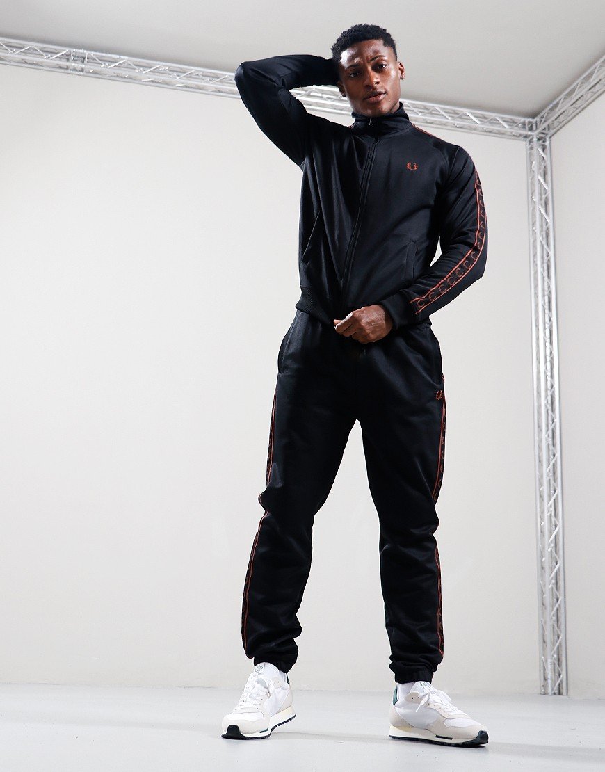 Fred Perry Contrast Tape Track Top Black/Whisky Brown