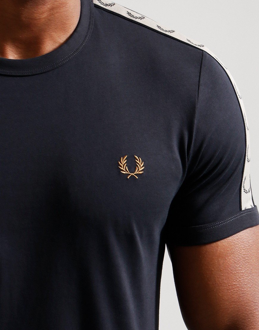 Fred Perry Contrast Tape Ringer T-Shirt Anchor Grey/Black - Terraces ...