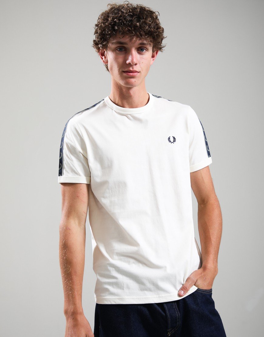 Fred Perry Contrast Tape Ringer T-Shirt Ecru