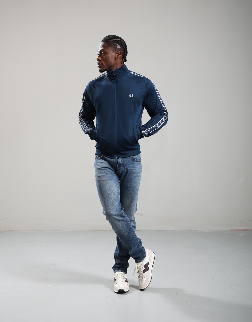 Fred Perry Contrast Tape Track Jacket Mod Blue
