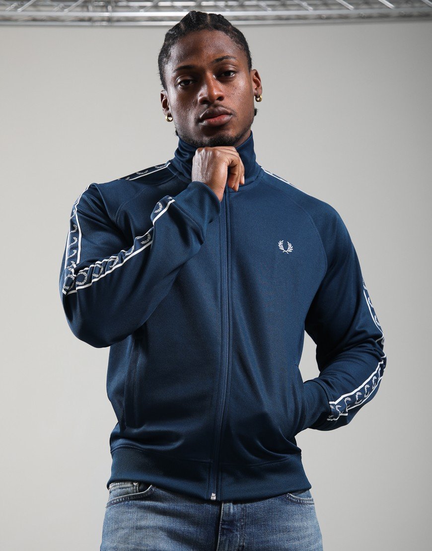 Fred Perry Contrast Tape Track Jacket Mod Blue