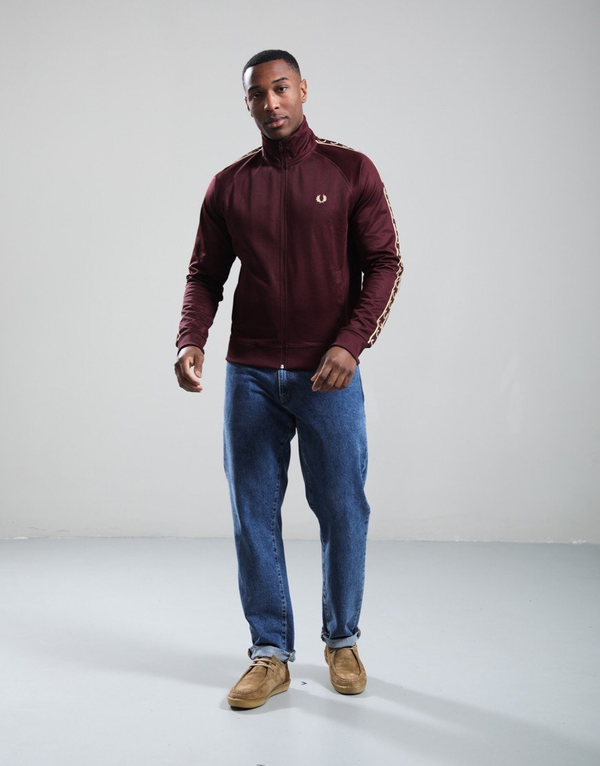 Fred Perry Contrast Tape Track Jacket Oxblood/Champagne