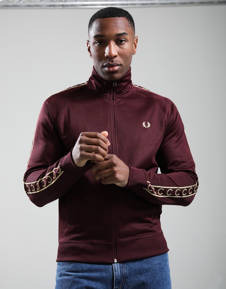 Fred Perry Contrast Tape Track Jacket Oxblood/Champagne
