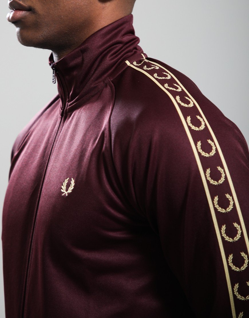 Fred Perry Contrast Tape Track Jacket Oxblood/Champagne