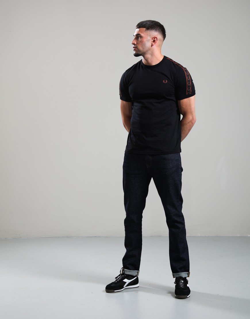 Fred Perry Contrast Tape Ringer T-Shirt Black
