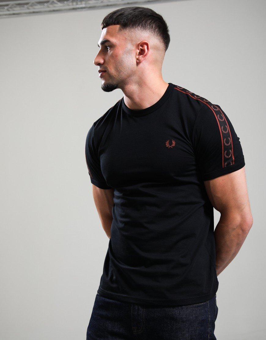Fred Perry Contrast Tape Ringer T-Shirt Black
