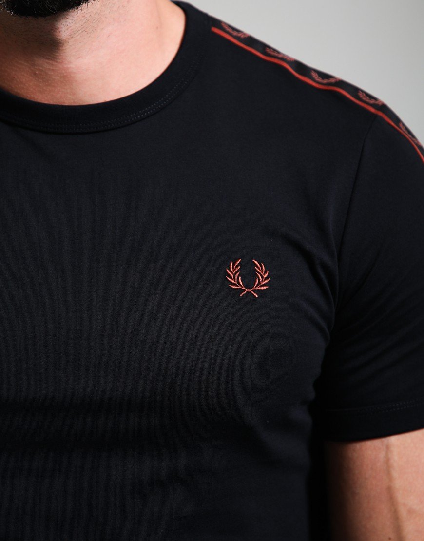 Fred Perry Contrast Tape Ringer T-Shirt Black