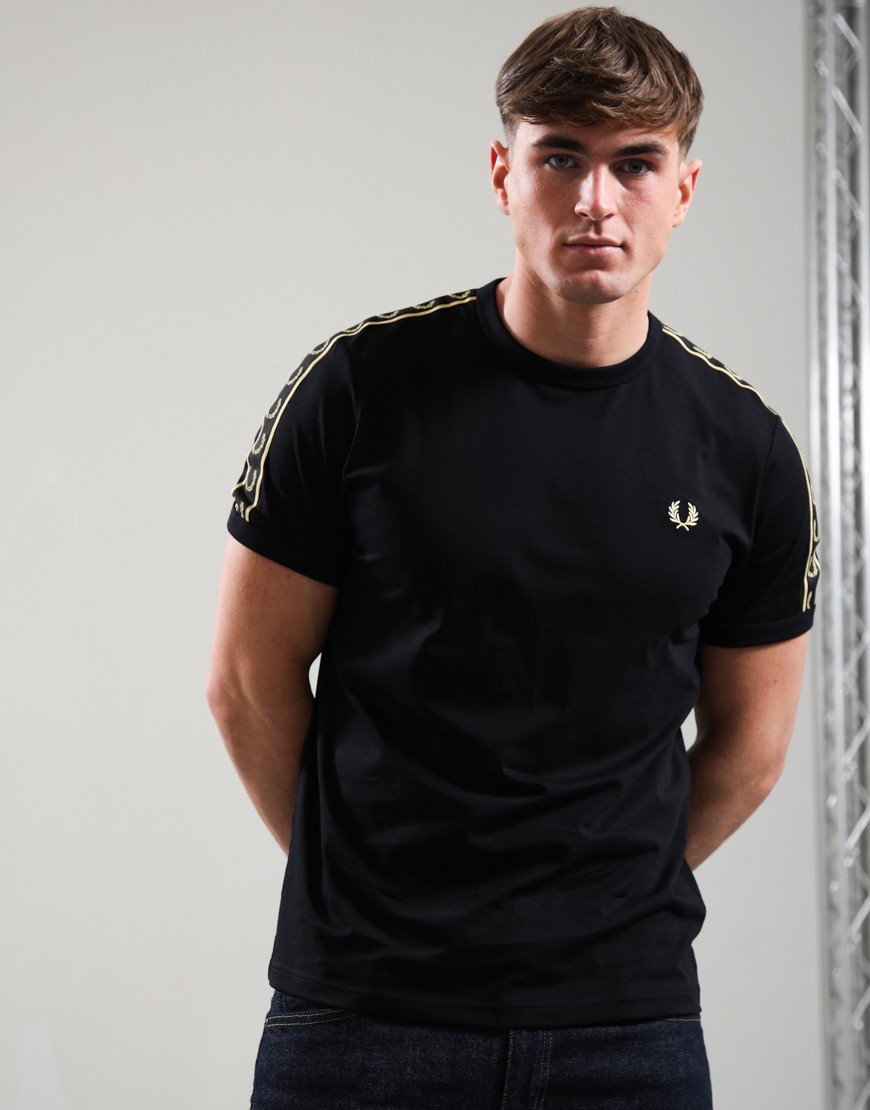 Fred Perry Contrast Tape Ringer T-Shirt Black/Champagne