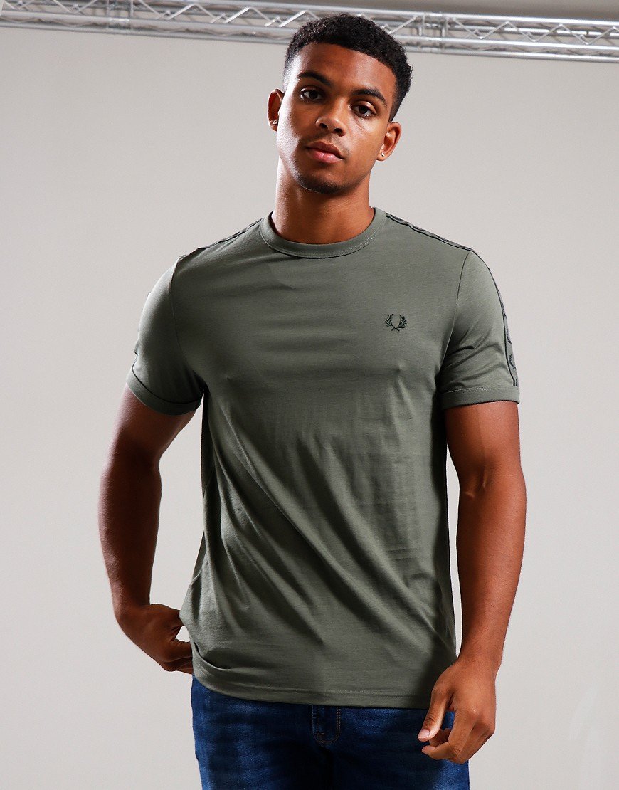 Fred Perry Contrast Tape Ringer T-Shirt Laurel Wreath Green