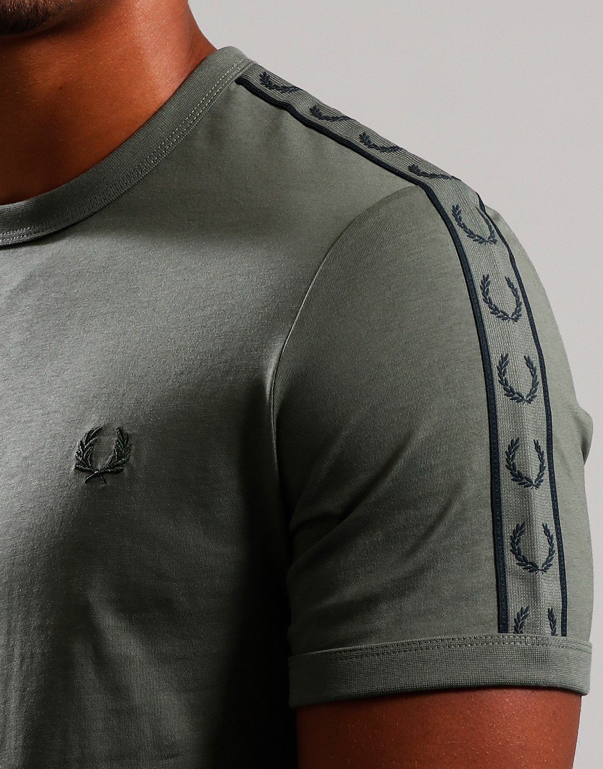 Fred Perry Contrast Tape Ringer T-Shirt Laurel Wreath Green