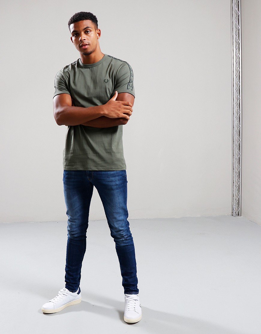 Fred Perry Contrast Tape Ringer T-Shirt Laurel Wreath Green