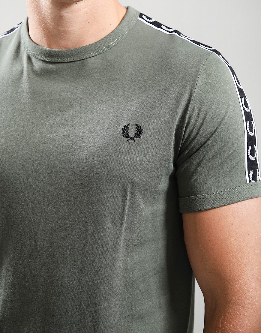 Fred Perry Contrast Tape Ringer T-Shirt Laurel Wreath Green