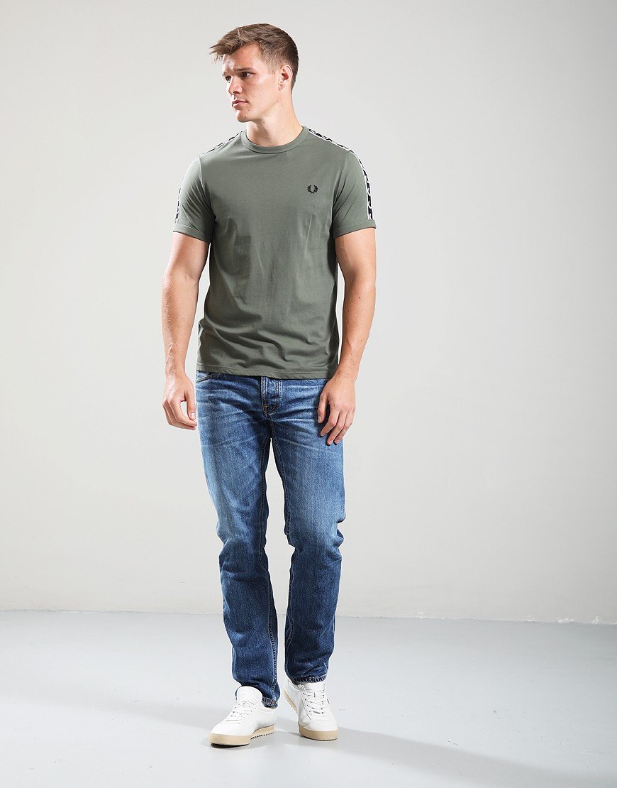 Fred Perry Contrast Tape Ringer T-Shirt Laurel Wreath Green