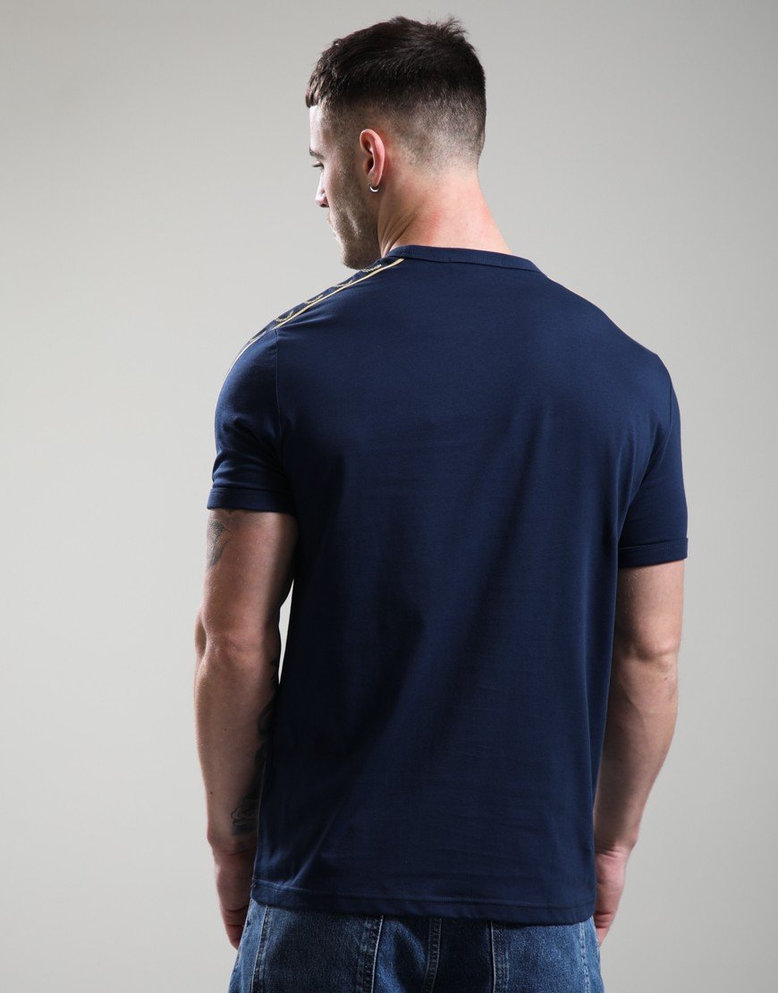 Fred Perry Contrast Tape Ringer T-Shirt Tennis Blue/Champagne