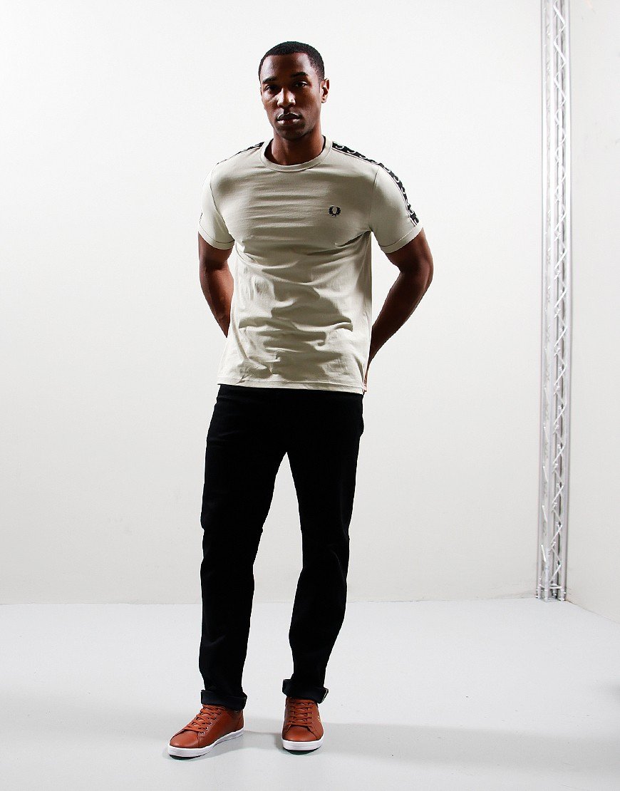 Fred Perry Contrast Tape T-Shirt Light Oyster/Black