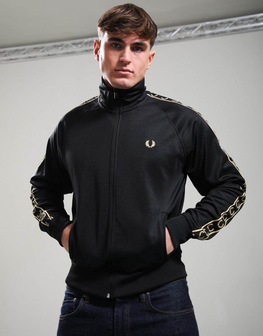 Fred Perry Contrast Tape Track Jacket Black/Champagne
