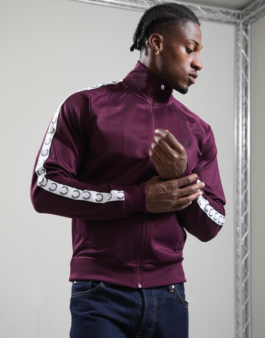 Fred Perry Contrast Tape Track Jacket Plum
