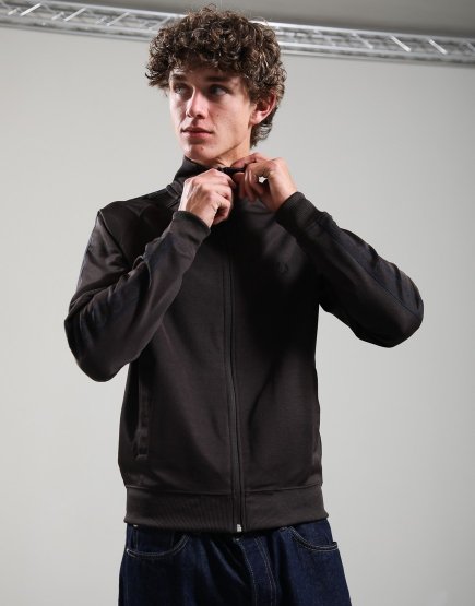Fred Perry Contrast Tape Track Jacket Rich Brown