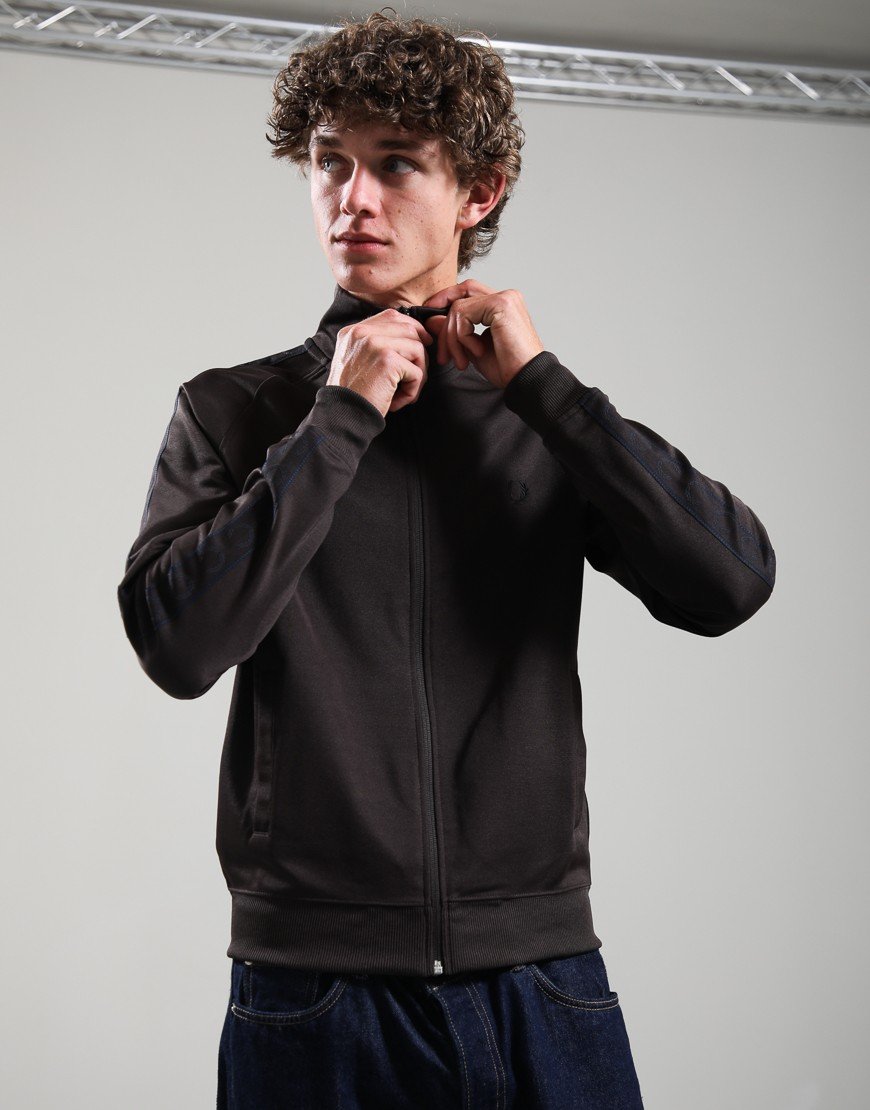 Fred Perry Contrast Tape Track Jacket Rich Brown