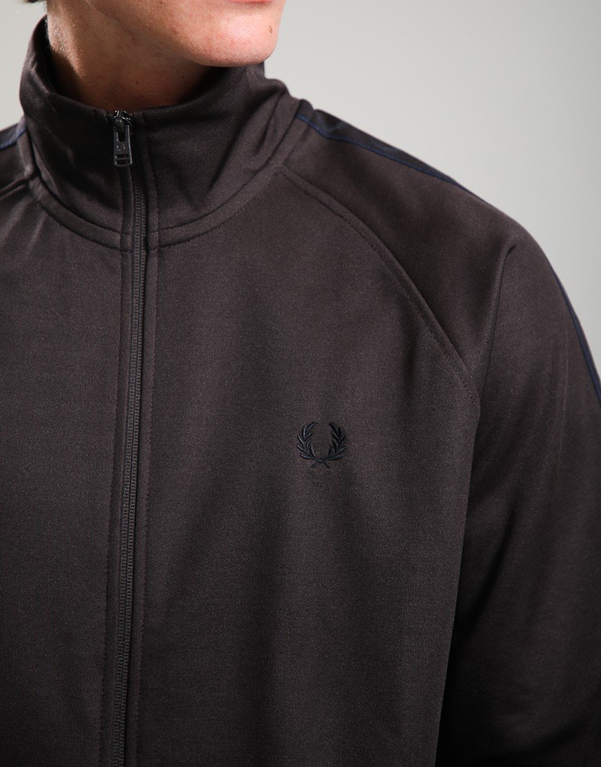 Fred Perry Contrast Tape Track Jacket Rich Brown