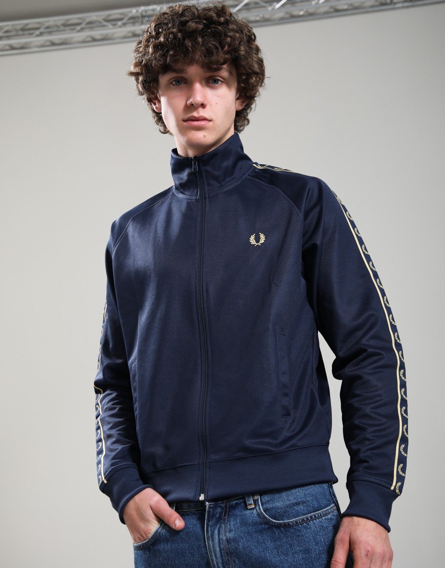 Fred Perry Contrast Tape Track Jacket Tennis Blue/Champagne
