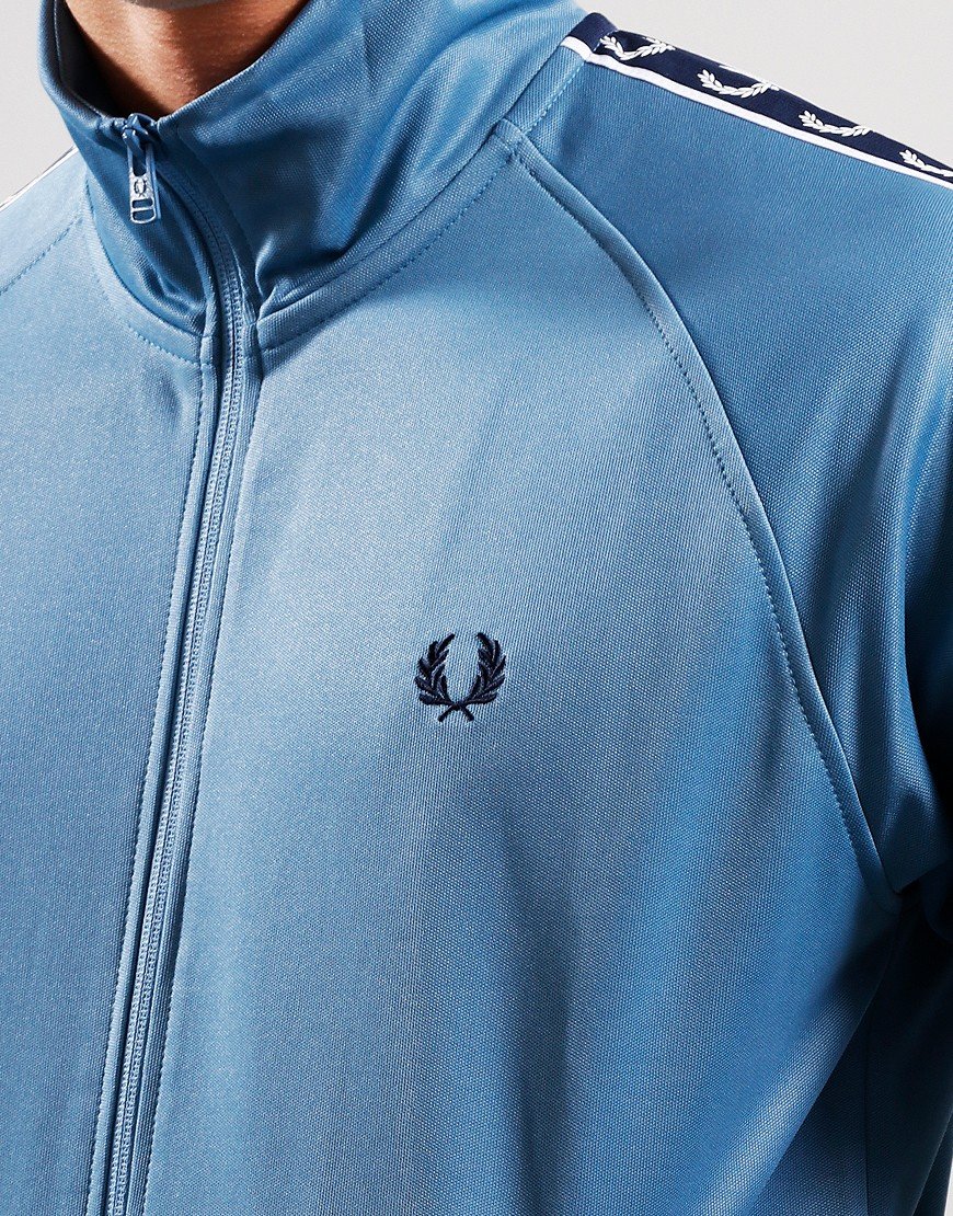Fred Perry Contrast Tape Track Top Ash Blue/Navy - Terraces Menswear