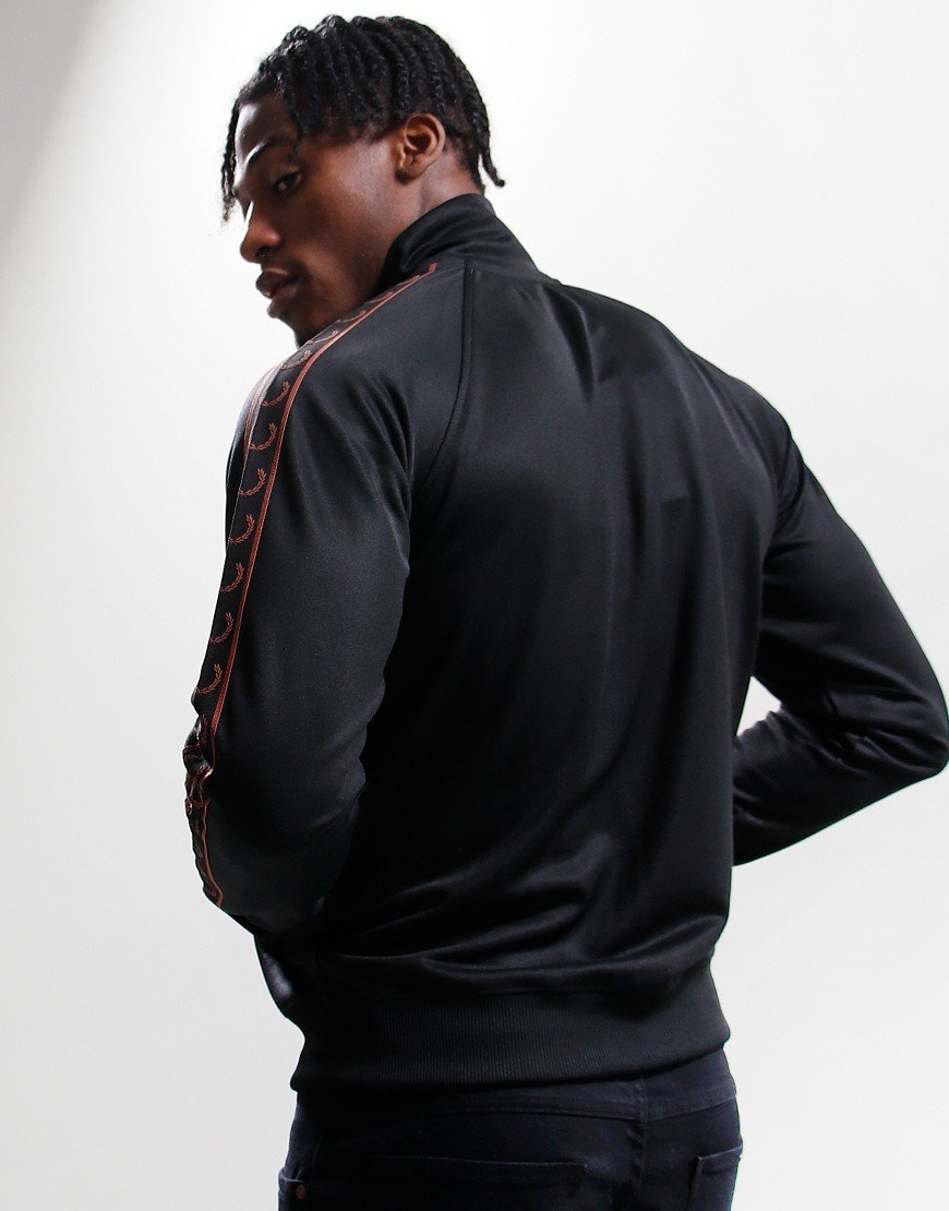 Fred Perry Contrast Tape Track Top Black/Whiskey Brown